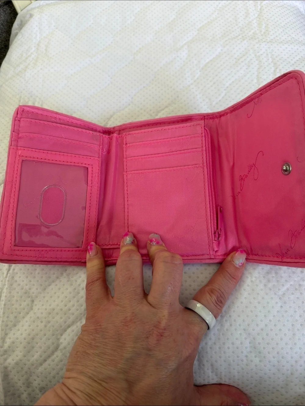 Vera Bradley Pink Floral Quilted Fold-Over Wallet